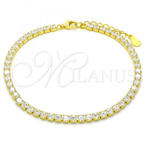 Sterling Silver Tennis Bracelet, with White Cubic Zirconia, Polished, Golden Finish, 03.336.0031.2.07