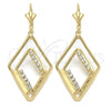 Oro Laminado Long Earring, Gold Filled Style with  Cubic Zirconia, Golden Finish, 86.005