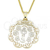 Oro Laminado Pendant Necklace, Gold Filled Style Divino Niño Design, Polished, Golden Finish, 04.106.0049.1.20