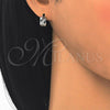 Sterling Silver Huggie Hoop, with White Micro Pave, Polished, Rhodium Finish, 02.332.0038.12