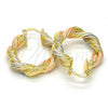 Oro Laminado Medium Hoop, Gold Filled Style and Hollow Polished, Tricolor, 02.170.0154.30