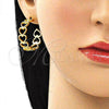 Oro Laminado Stud Earring, Gold Filled Style Heart Design, Polished, Golden Finish, 02.341.0088