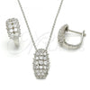 Sterling Silver Earring and Pendant Adult Set, with White Cubic Zirconia, Polished, Rhodium Finish, 10.175.0049