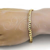 Gold Tone Basic Bracelet, Pave Cuban Design, Polished, Golden Finish, 04.242.0036.09GT