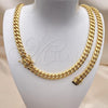 Stainless Steel Necklace and Bracelet, Miami Cuban Design, Polished, Golden Finish, 06.116.0037.1