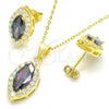Sterling Silver Earring and Pendant Adult Set, with Vitrail Medium and White Cubic Zirconia, Polished, Golden Finish, 10.186.0037.1