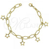 Oro Laminado Charm Bracelet, Gold Filled Style Star Design, Polished, Golden Finish, 5.021.003