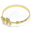 Oro Laminado Individual Bangle, Gold Filled Style Flower Design, Polished, Golden Finish, 07.192.0037.04