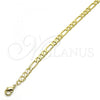 Oro Laminado Basic Anklet, Gold Filled Style Figaro Design, Polished, Golden Finish, 04.213.0113.10