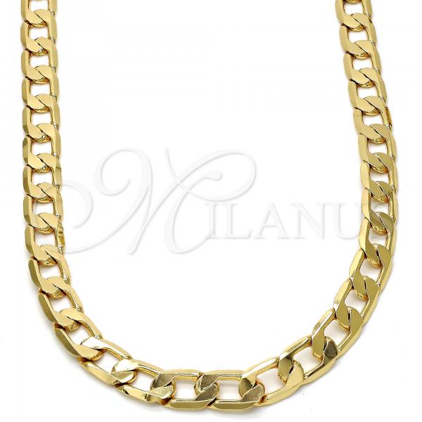 Gold Tone Basic Necklace, Curb Design, Polished, Golden Finish, 04.242.0029.30GT