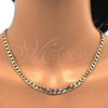 Oro Laminado Basic Necklace, Gold Filled Style Curb Design, Polished, Golden Finish, 5.222.004.18