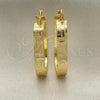 Oro Laminado Small Hoop, Gold Filled Style Greek Key Design, Diamond Cutting Finish, Golden Finish, 02.170.0405.25