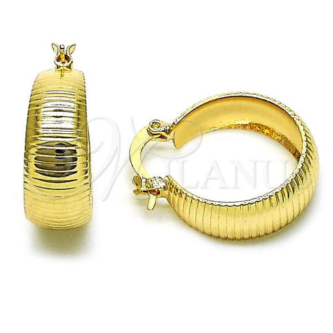 Oro Laminado Small Hoop, Gold Filled Style Diamond Cutting Finish, Golden Finish, 02.170.0493.20