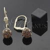 Oro Laminado Dangle Earring, Gold Filled Style Ball Design, with Multicolor Crystal, Polished, Golden Finish, 5.120.013