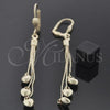 Oro Laminado Long Earring, Gold Filled Style Heart Design, Golden Finish, 5.097.002