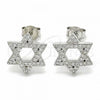 Sterling Silver Stud Earring, with White Cubic Zirconia, Polished, Rhodium Finish, 02.367.0006