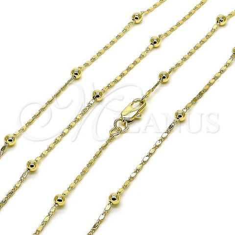 Oro Laminado Basic Necklace, Gold Filled Style Ball Design, Polished, Golden Finish, 04.213.0320.24