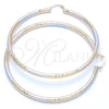 Oro Laminado Extra Large Hoop, Gold Filled Style Diamond Cutting Finish, Tricolor, 5.138.001.1.80