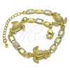 Oro Laminado Fancy Bracelet, Gold Filled Style Mariner and Turtle Design, Polished, Golden Finish, 03.63.2277.08