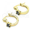 Oro Laminado Small Hoop, Gold Filled Style with Black Cubic Zirconia, Polished, Golden Finish, 02.210.0499.5.12