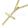Oro Laminado Religious Pendant, Gold Filled Style Cross Design, Polished, Golden Finish, 05.253.0133