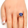 Oro Laminado Multi Stone Ring, Gold Filled Style with Tanzanite Swarovski Crystals, Polished, Golden Finish, 01.239.0005.7 (One size fits all)