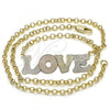 Oro Laminado Pendant Necklace, Gold Filled Style Nameplate and Love Design, Polished, Tricolor, 04.63.1386.1.18