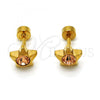 Stainless Steel Stud Earring, Star Design, with Dark Champagne Crystal, Polished, Golden Finish, 02.271.0016.9