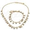 Oro Laminado Necklace and Bracelet, Gold Filled Style Heart Design, Polished, Golden Finish, 06.105.0004