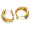 Oro Laminado Huggie Hoop, Gold Filled Style with White Micro Pave, Polished, Golden Finish, 02.260.0004.20