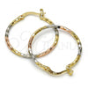 Oro Laminado Medium Hoop, Gold Filled Style Diamond Cutting Finish, Tricolor, 5.138.031.30
