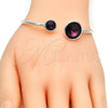 Rhodium Plated Individual Bangle, with Amethyst Swarovski Crystals, Polished, Rhodium Finish, 07.239.0003.2 (03 MM Thickness, One size fits all)