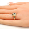 Oro Laminado Multi Stone Ring, Gold Filled Style with Light Silk Swarovski Crystals, Polished, Golden Finish, 01.239.0001.10 (One size fits all)