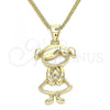 Oro Laminado Pendant Necklace, Gold Filled Style Little Girl Design, with White Micro Pave, Polished, Golden Finish, 04.156.0295.20