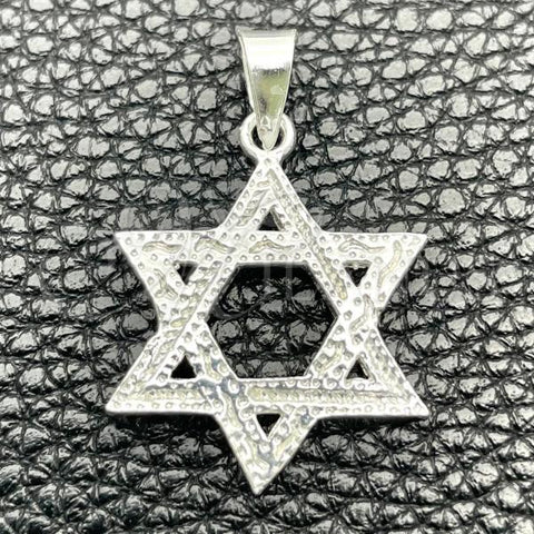 Sterling Silver Fancy Pendant, Star of David Design, Polished, Silver Finish, 05.392.0065