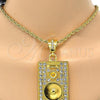 Gold Tone Pendant Necklace, Rope Design, with White Crystal, Polished, Golden Finish, 04.242.0012.30GT