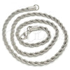 Rhodium Plated Basic Necklace, Rope Design, Polished, Rhodium Finish, 5.222.034.1.16