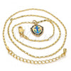 Oro Laminado Pendant Necklace, Gold Filled Style Anchor Design, with Green Opal and White Micro Pave, Polished, Golden Finish, 04.63.1326.2.18