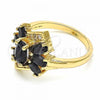 Oro Laminado Multi Stone Ring, Gold Filled Style with Black and White Cubic Zirconia, Polished, Golden Finish, 01.365.0008.07 (Size 7)