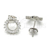 Sterling Silver Stud Earring, Star Design, with White Cubic Zirconia, Polished, Rhodium Finish, 02.285.0005