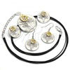 Oro Laminado Necklace and Earring, Gold Filled Style Leaf and Spiral Design, Polished, Two Tone, 06.59.0108