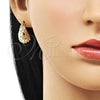 Oro Laminado Stud Earring, Gold Filled Style Teardrop Design, Polished, Golden Finish, 02.170.0446