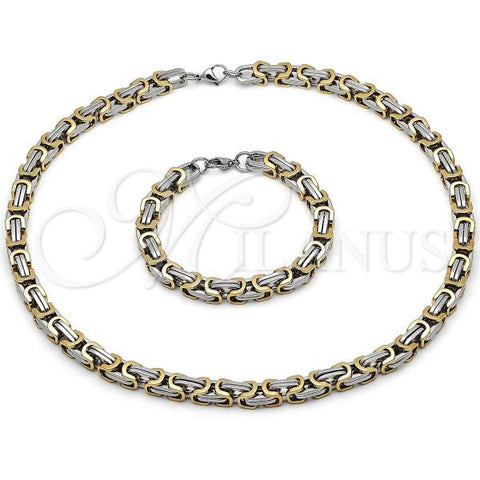 Stainless Steel Necklace and Bracelet, Polished, Two Tone, 06.116.0025.1