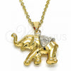 Oro Laminado Fancy Pendant, Gold Filled Style Elephant Design, Polished, Two Tone, 03.32.0268