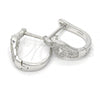 Sterling Silver Huggie Hoop, with White Micro Pave, Polished, Rhodium Finish, 02.175.0177.15