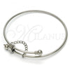 Stainless Steel Individual Bangle, Love Design, with White Crystal, Polished, Steel Finish, 07.258.0001.05 (02 MM Thickness, Size 5 - 2.50 Diameter)