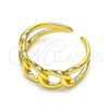 Oro Laminado Multi Stone Ring, Gold Filled Style Curb Design, Polished, Golden Finish, 01.310.0030