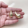 Oro Laminado Stud Earring, Gold Filled Style Teardrop and Hollow Design, Polished, Golden Finish, 02.428.0045