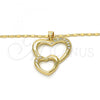 Oro Laminado Pendant Necklace, Gold Filled Style Heart Design, with White Cubic Zirconia, Polished, Golden Finish, 04.99.0037.18