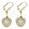 Oro Laminado Long Earring, Gold Filled Style Heart Design, with White Cubic Zirconia, Polished, Golden Finish, 02.387.0060.2